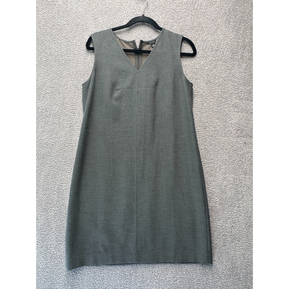 Ann Taylor Sheath Dress Women M Gray Sleeveless Knee Length Workwear Office Core